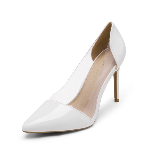 High Heel Transparent Pumps - WHITE CLEAR -  0
